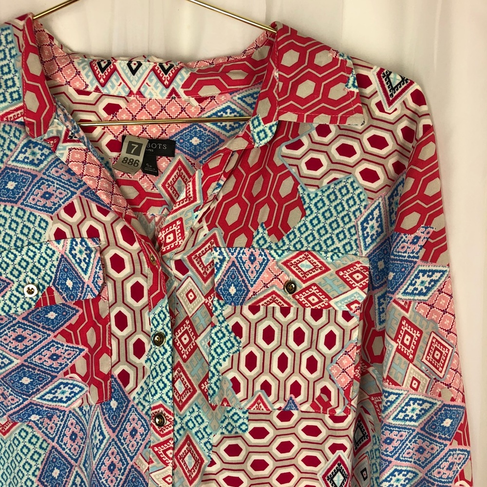 Talbots | Patchwork Button Down Blouse - image 1